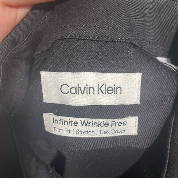 Calvin Klein Black Infinite Wrinkle Free Slim Fit Button Down Shirt XL 17 32/33 - Picture 4 of 7